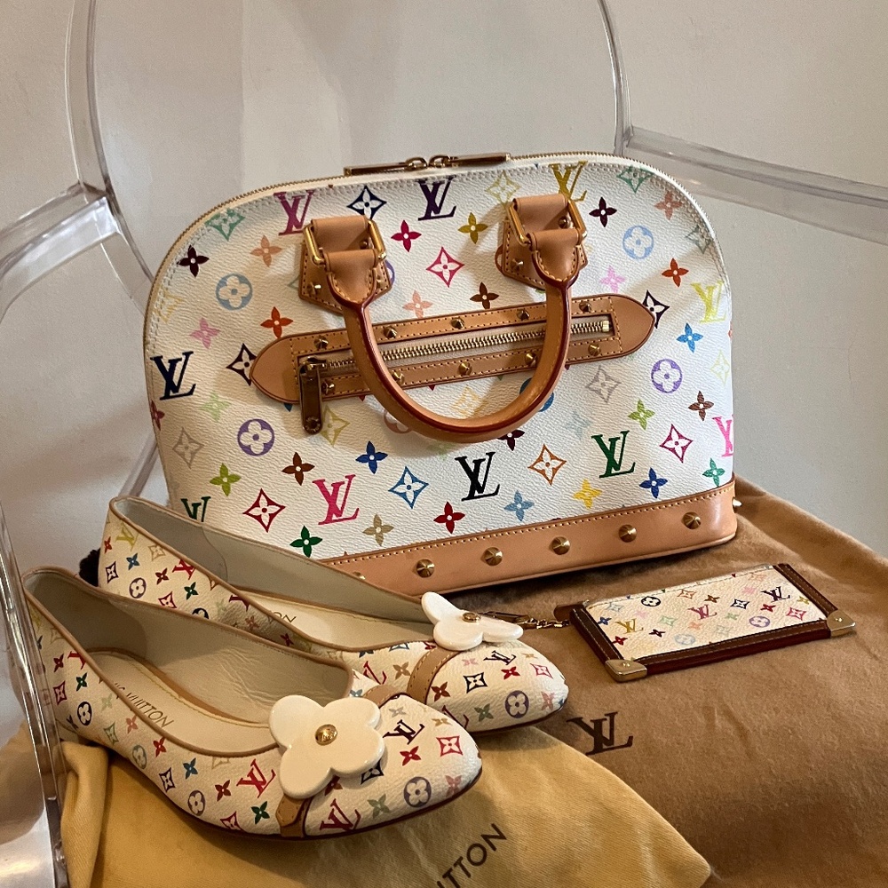 New White Multicolour Monogram LV Murakami flats - Picture 16 of 16